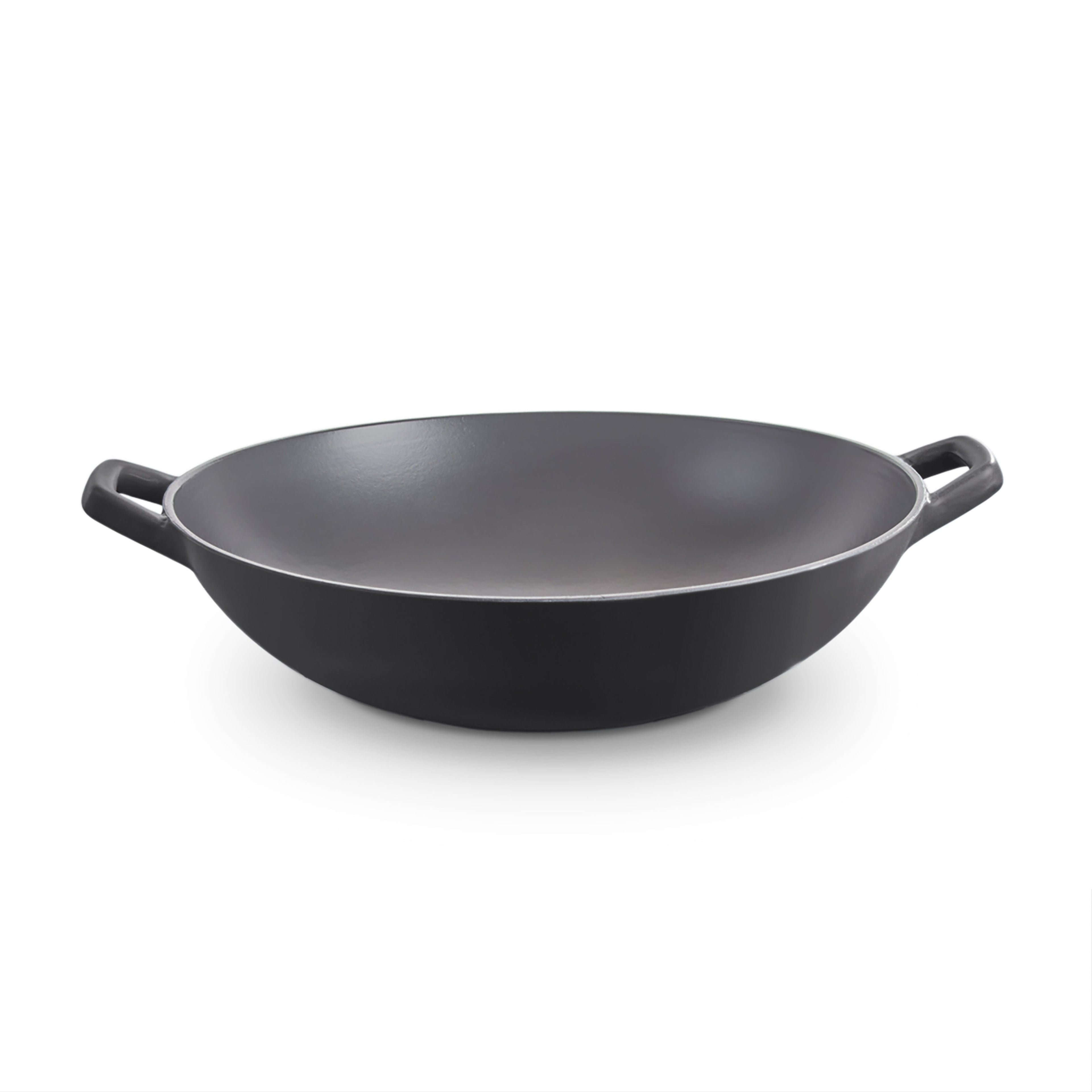 14" Nonstick Cast Iron Wok - Black