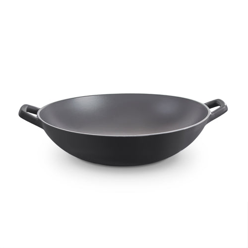 14" Nonstick Cast Iron Wok - Black
