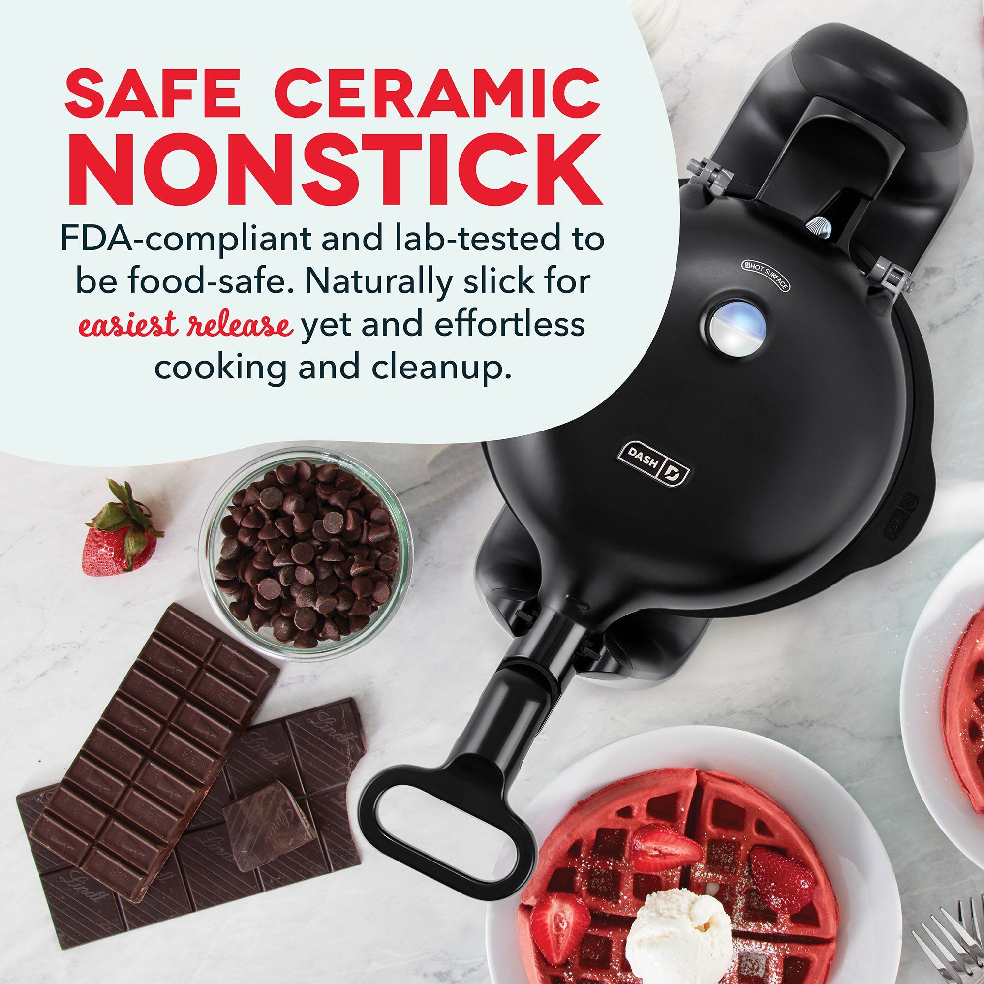 Ceramic Nonstick Flip Belgian Waffle Maker