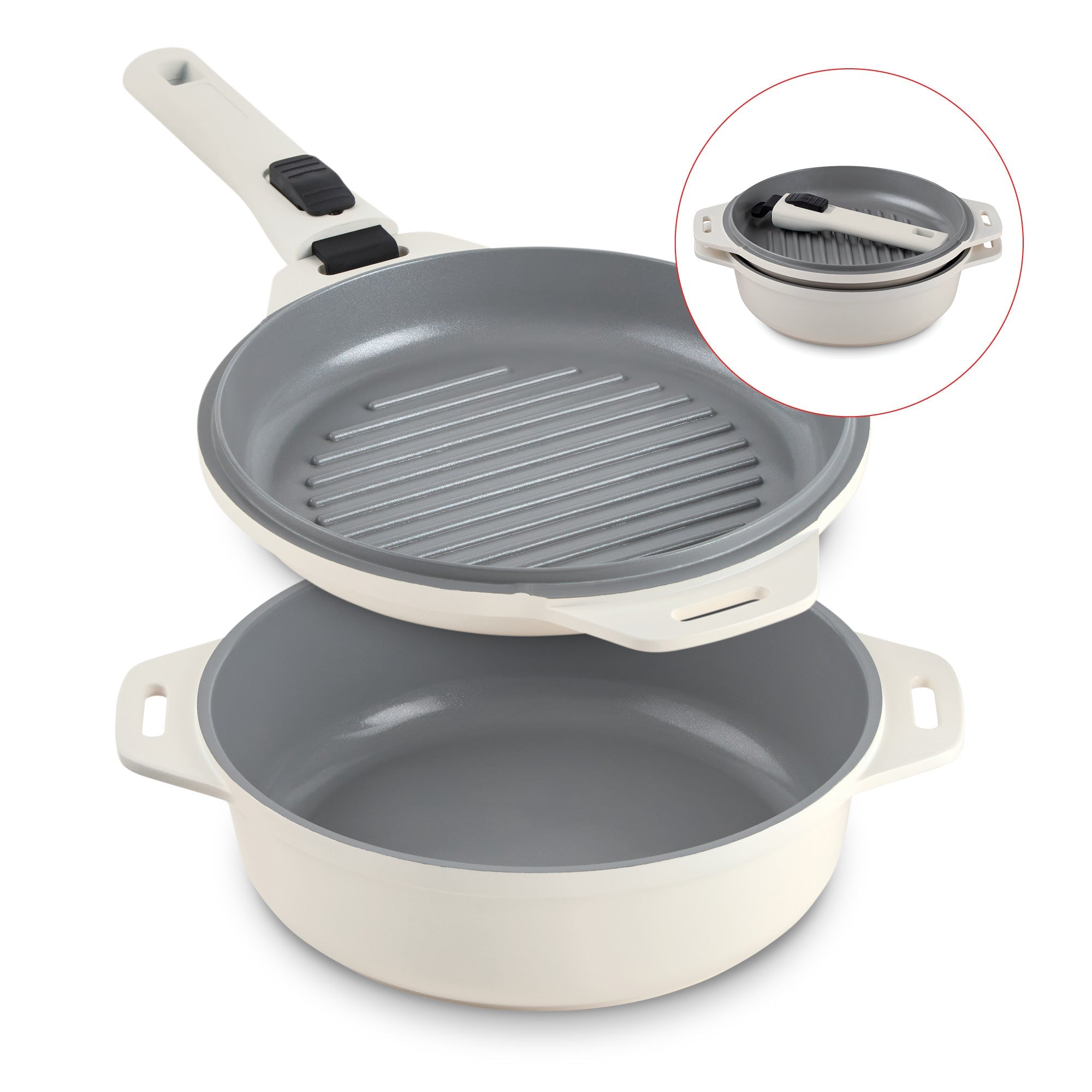 SmartStore™ Ceramic Cookware - 5-in-1 Multipurpose Nesting Cookware, Cream