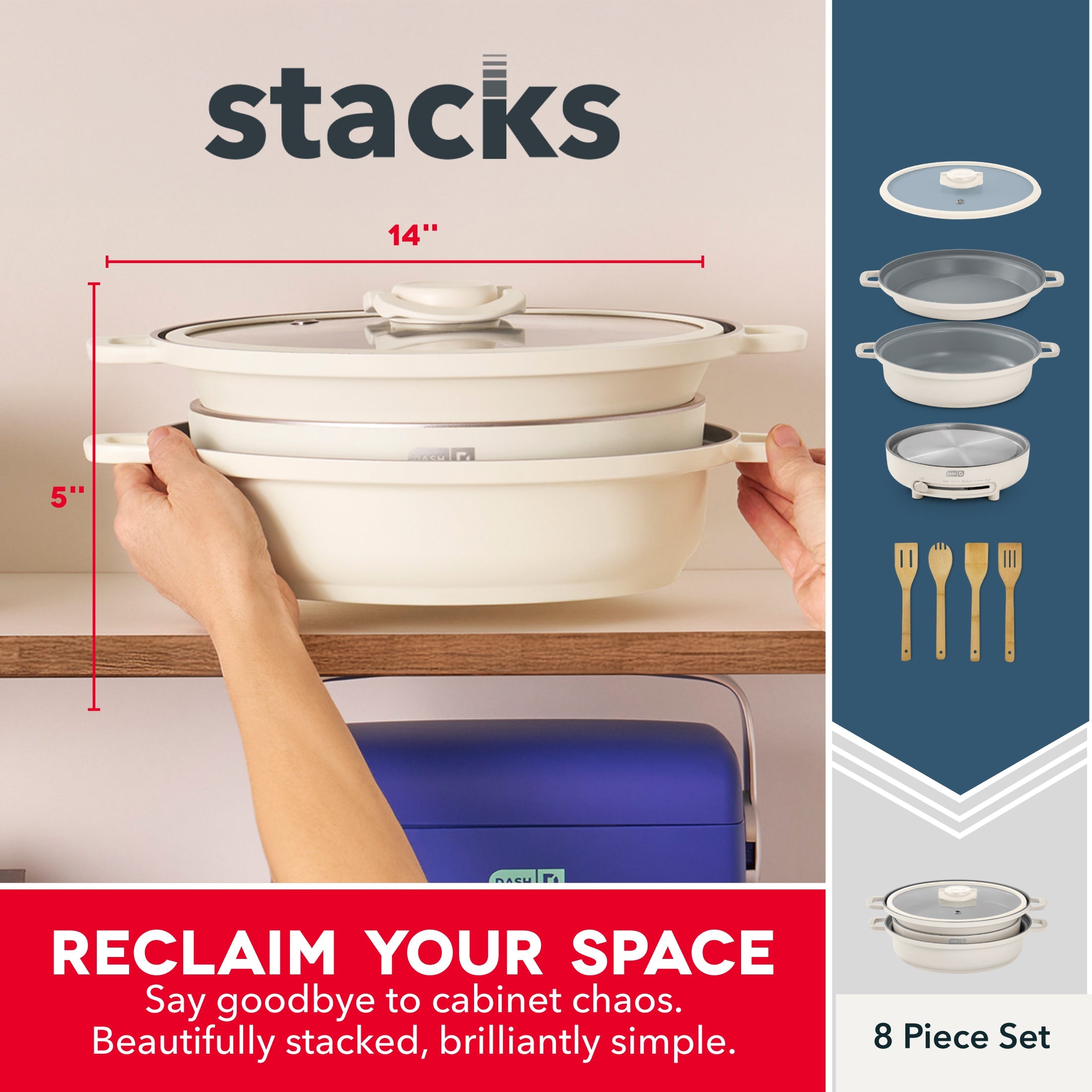 Stacks Ceramic Cookware Set with Electric Burner