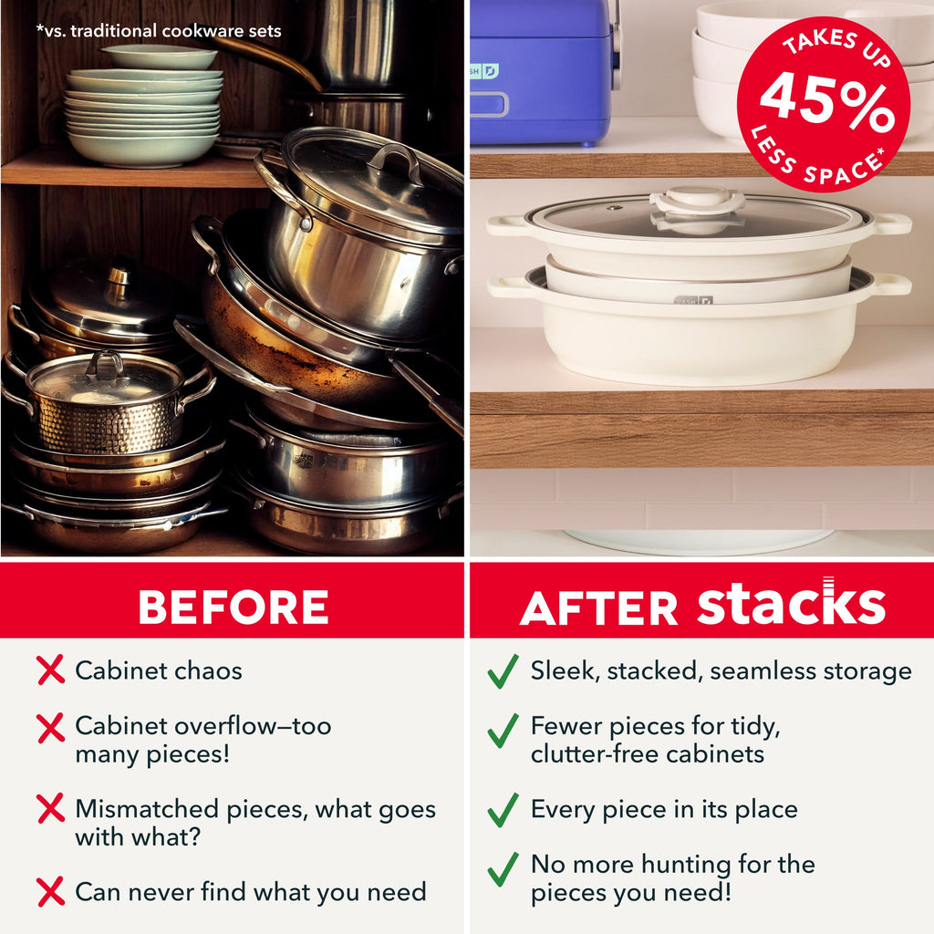 Stacks Ceramic Cookware Set with Electric Burner