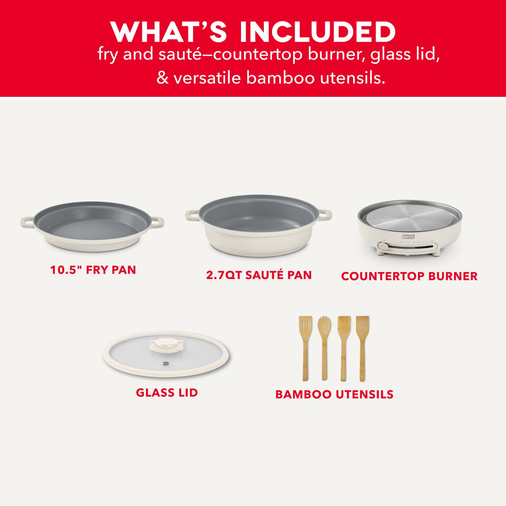 Stacks Ceramic Cookware Set with Electric Burner