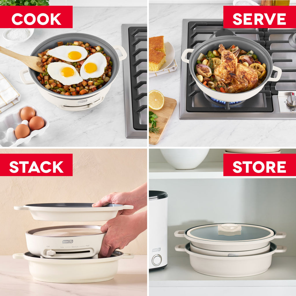 Stacks Ceramic Cookware Set with Electric Burner