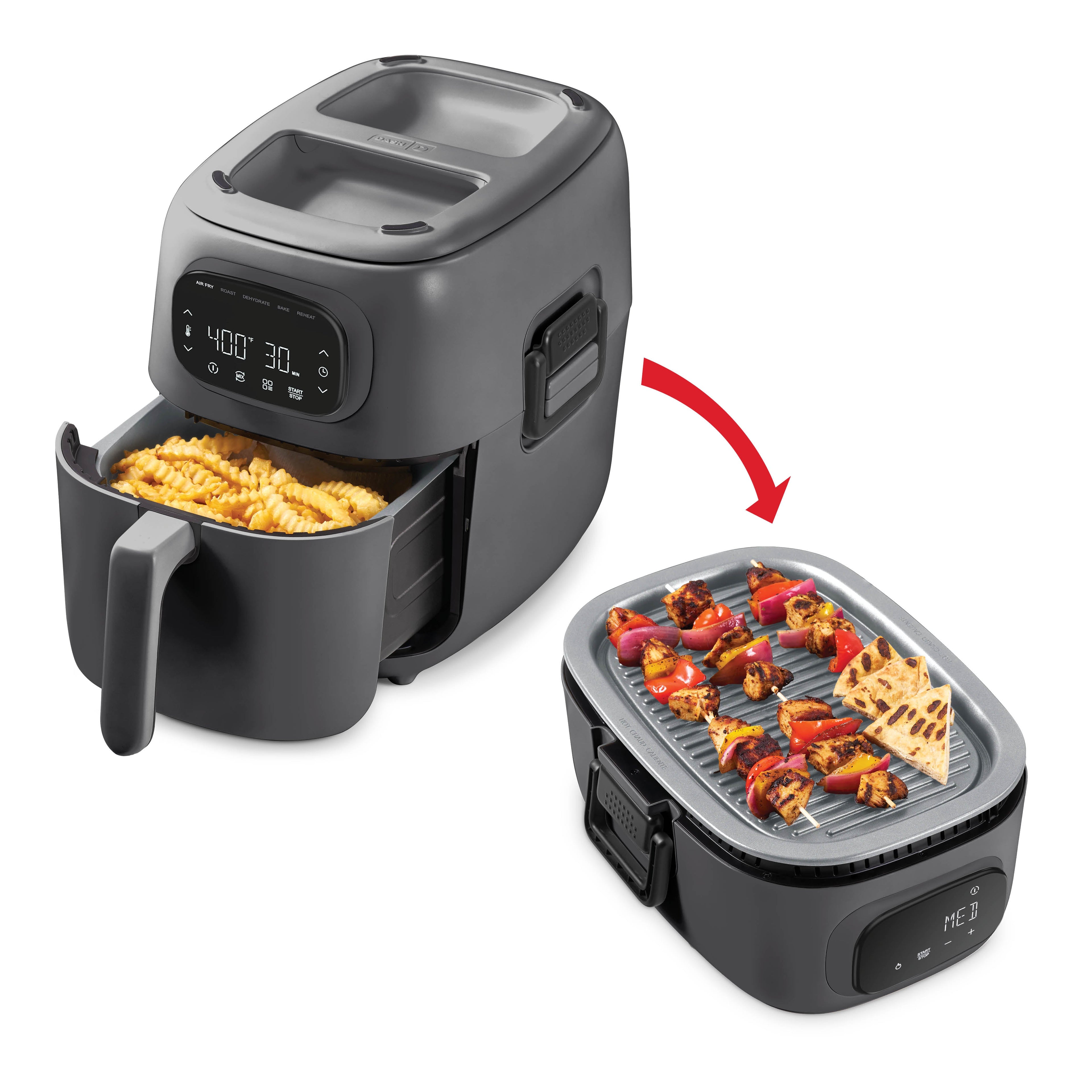 Flip & Fry™ Digital 2-in-1 Grill + Air Fryer - Forged Iron, 7QT
