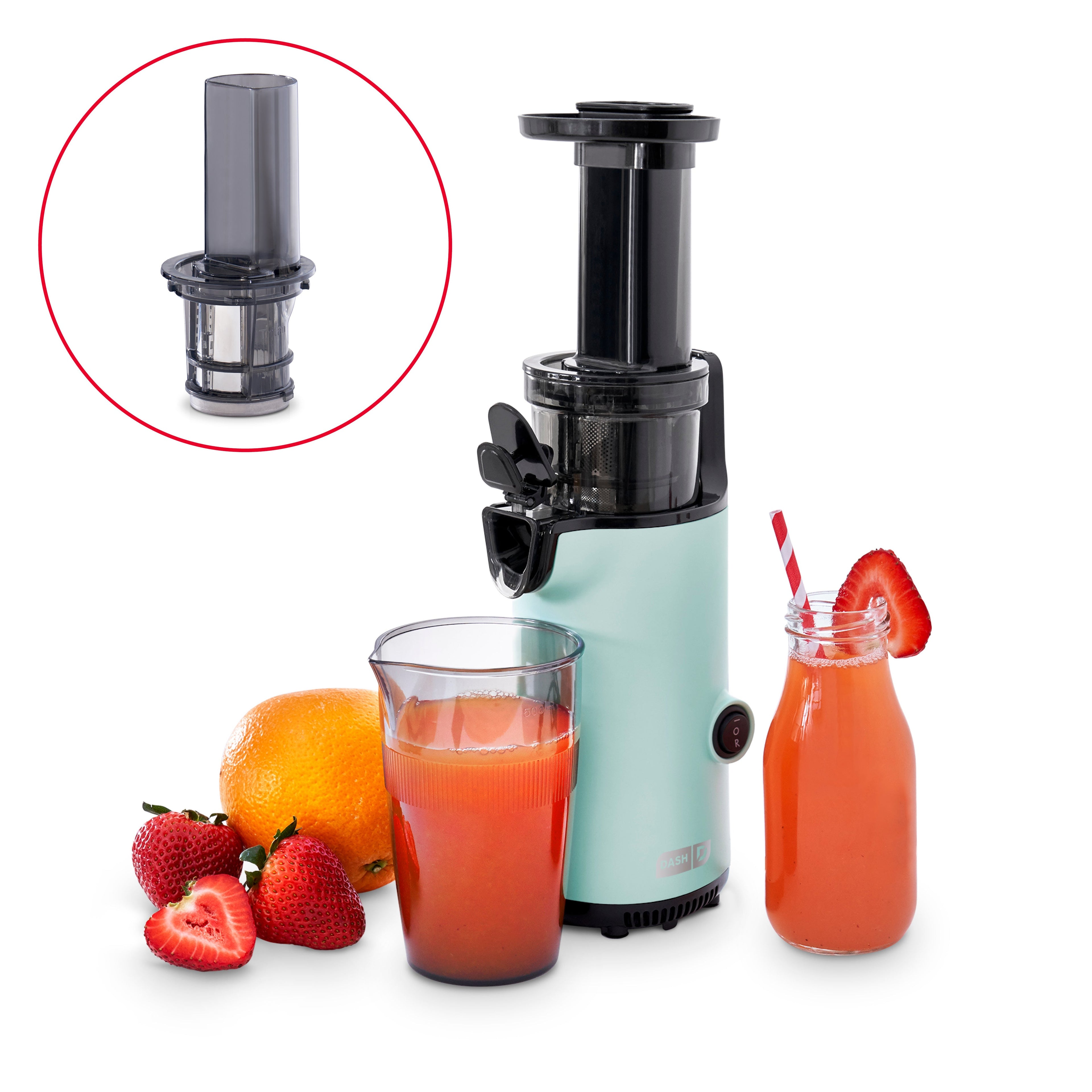 Compact Cold Press Power Juicer - Aqua, With Frozen Attachment
