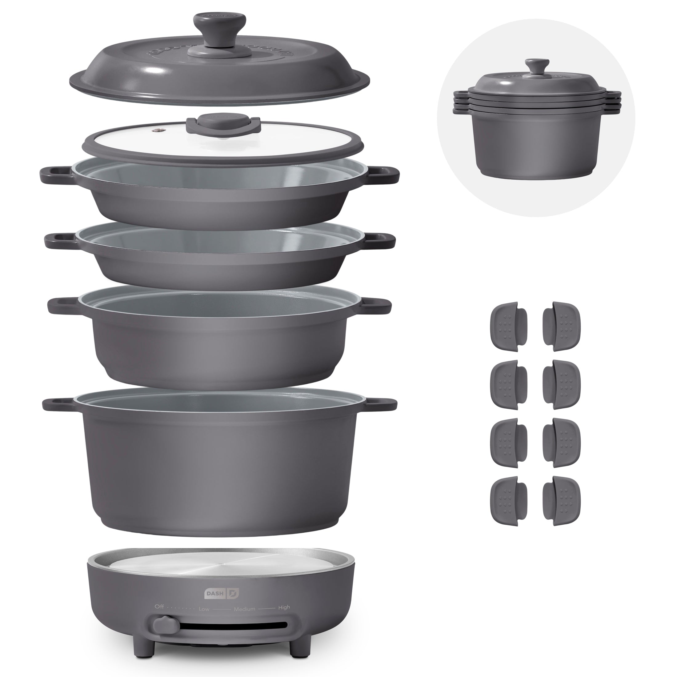 Stacks Ceramic Cookware Set with Electric Burner - 15 pc, Forged Iron