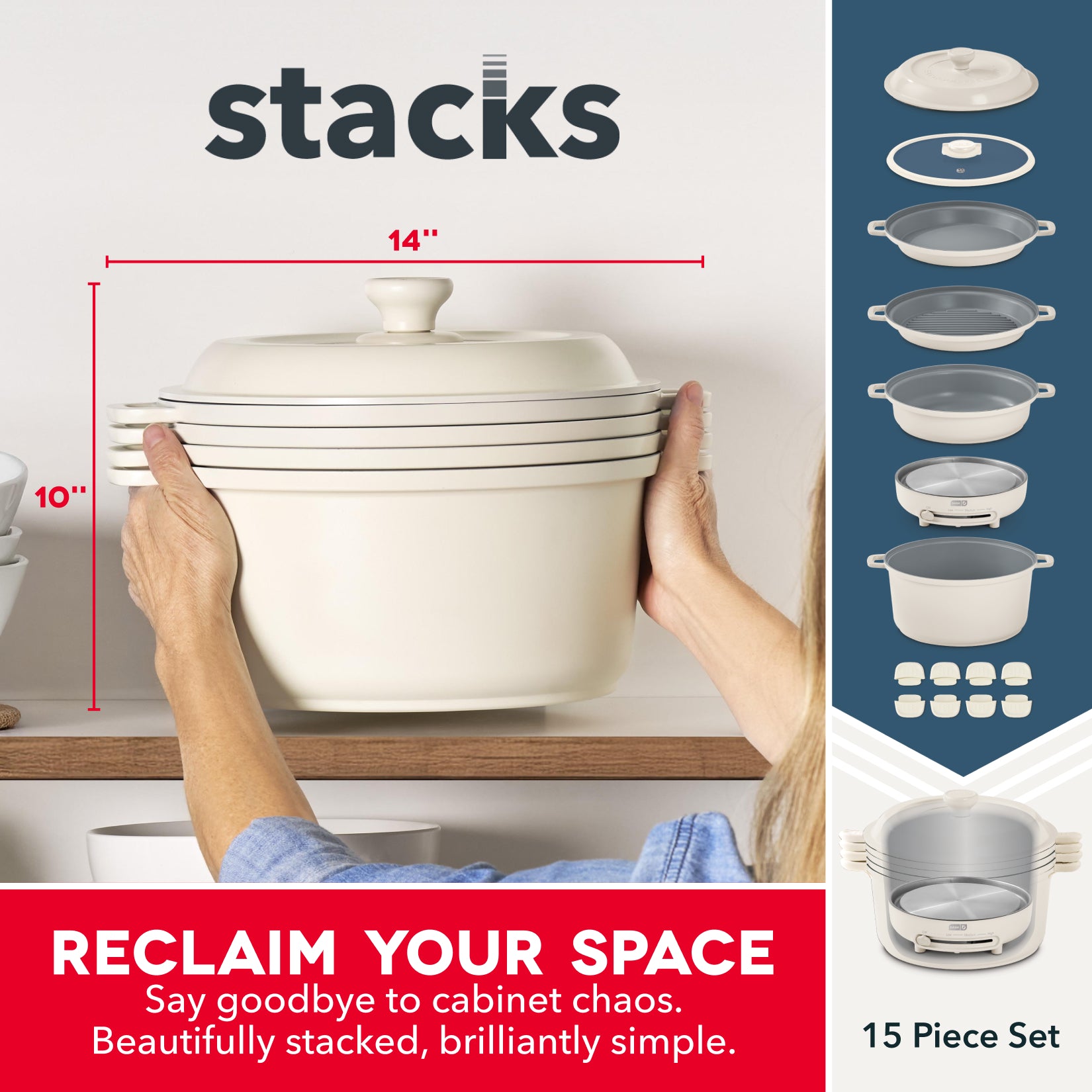 Stacks Ceramic Cookware Set with Electric Burner