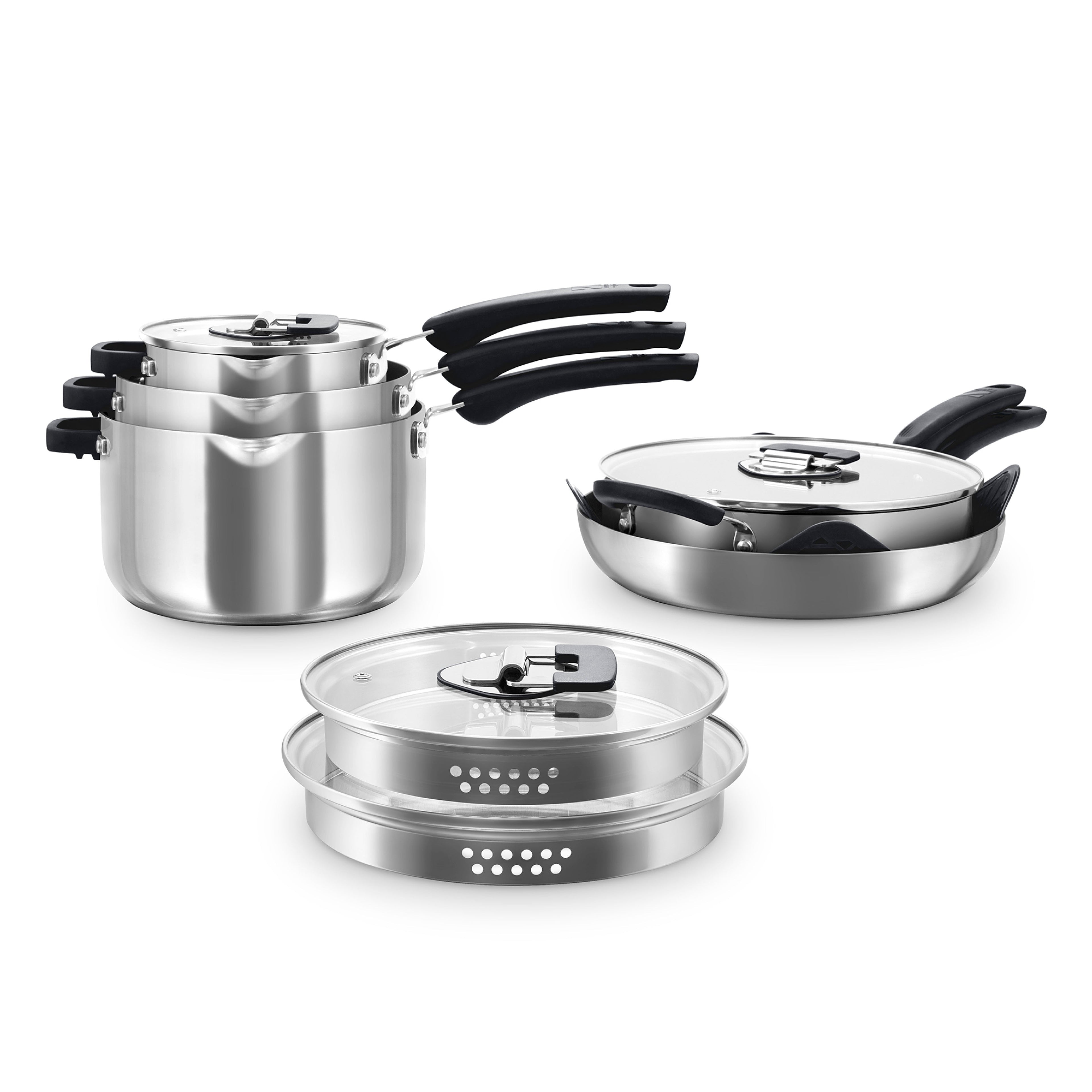 Zakarian by Dash Trupro 10PC Stainless Steel Cookware Set - Black