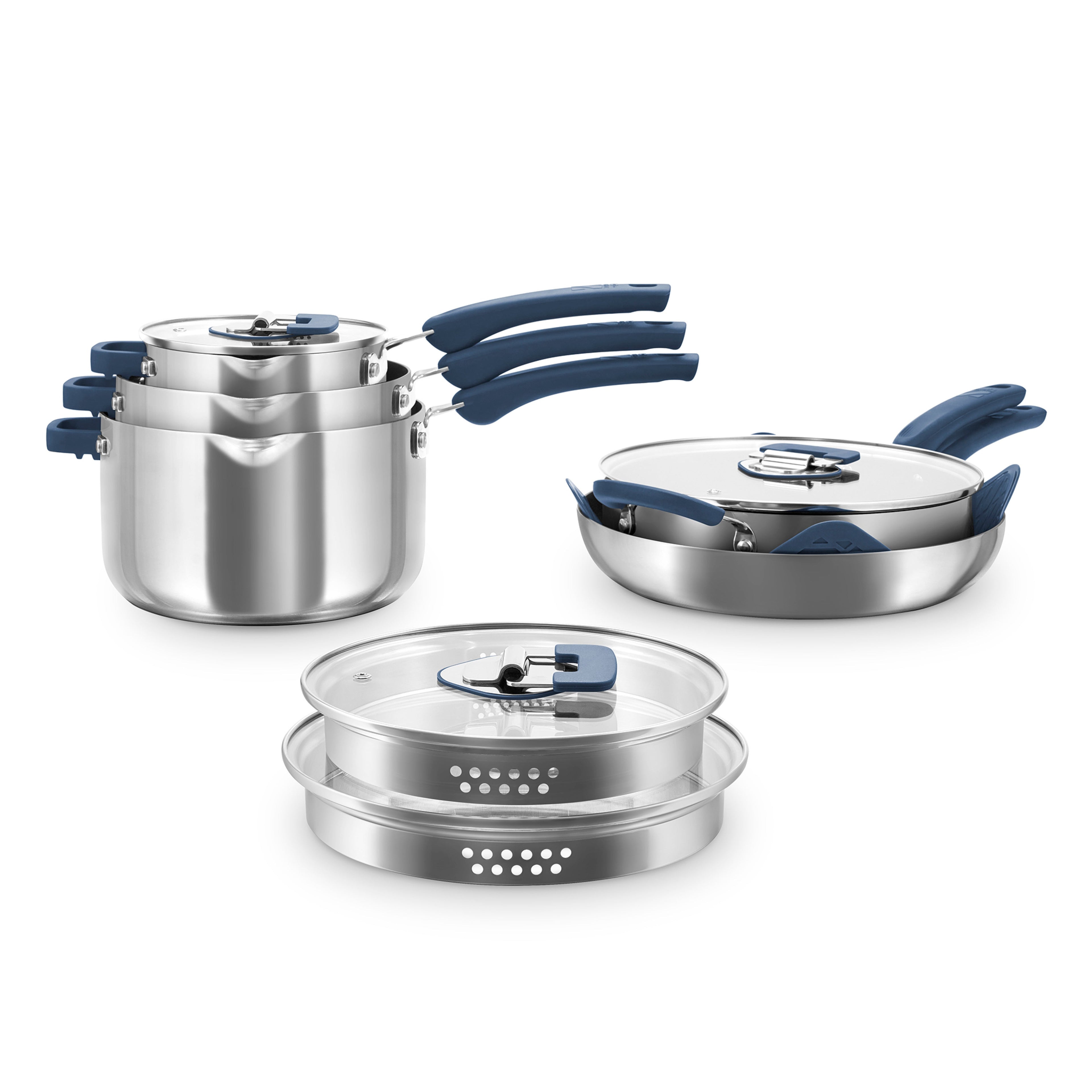 Zakarian by Dash Trupro 10PC Stainless Steel Cookware Set - Zakarian Blue