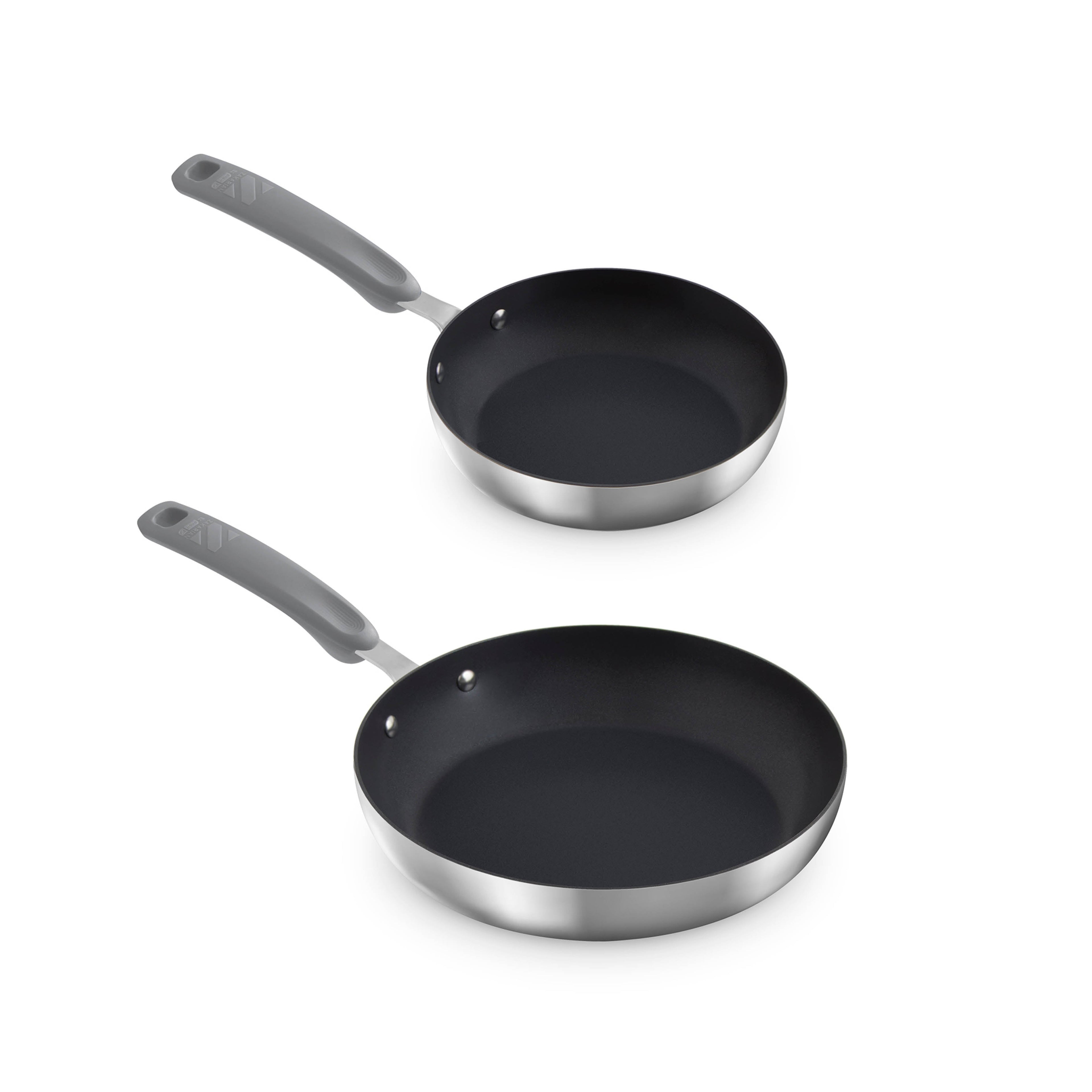 TruPro Stainless Steel Fry Pan Set - 8" 10" - Cool Grey