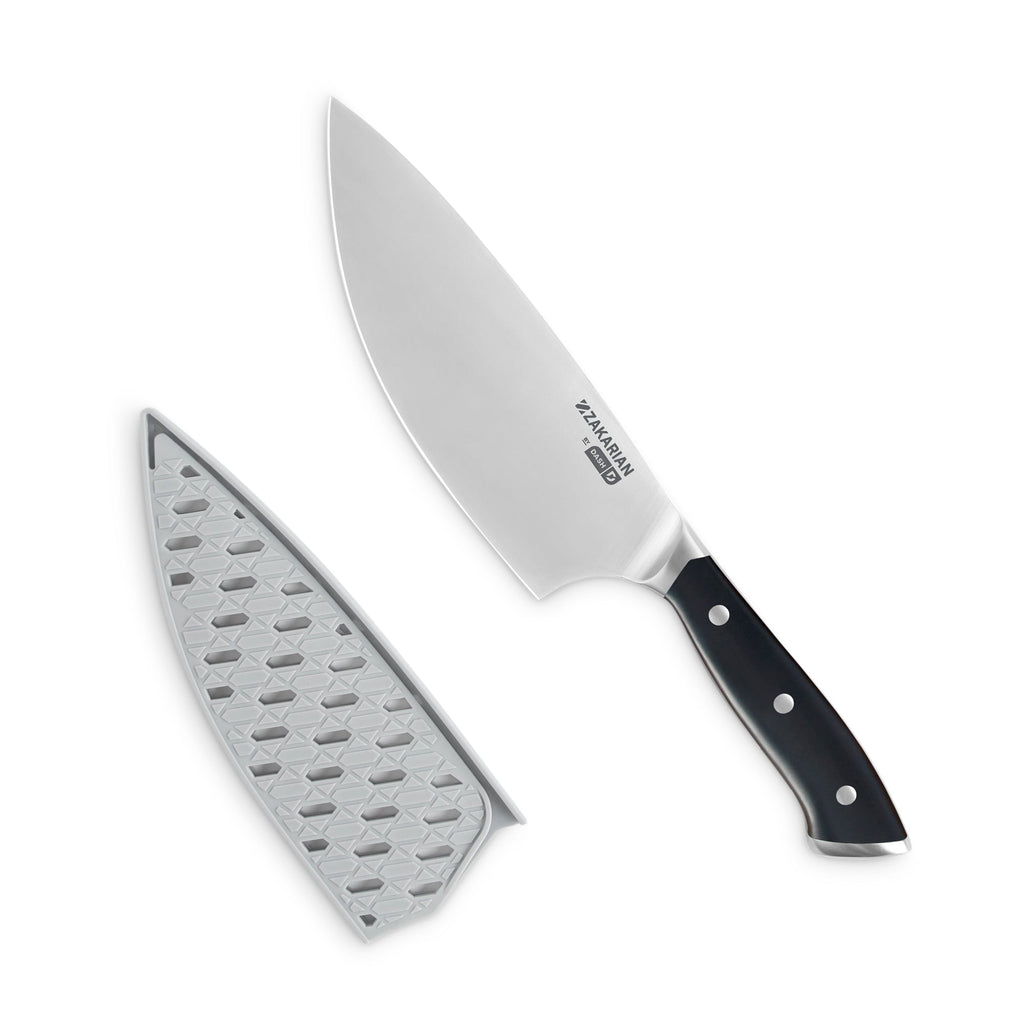 7" Rocking Chef Knife with Sheath - Black