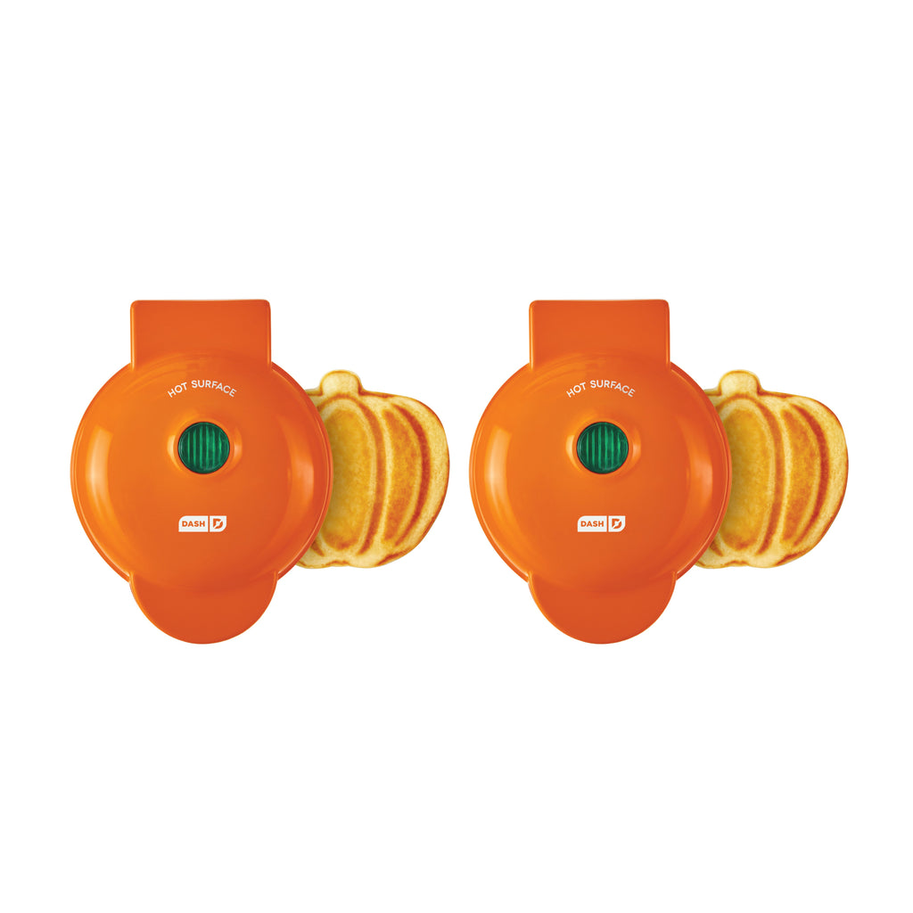 Pumpkin Mini Waffle Maker - Two-Pack, Orange