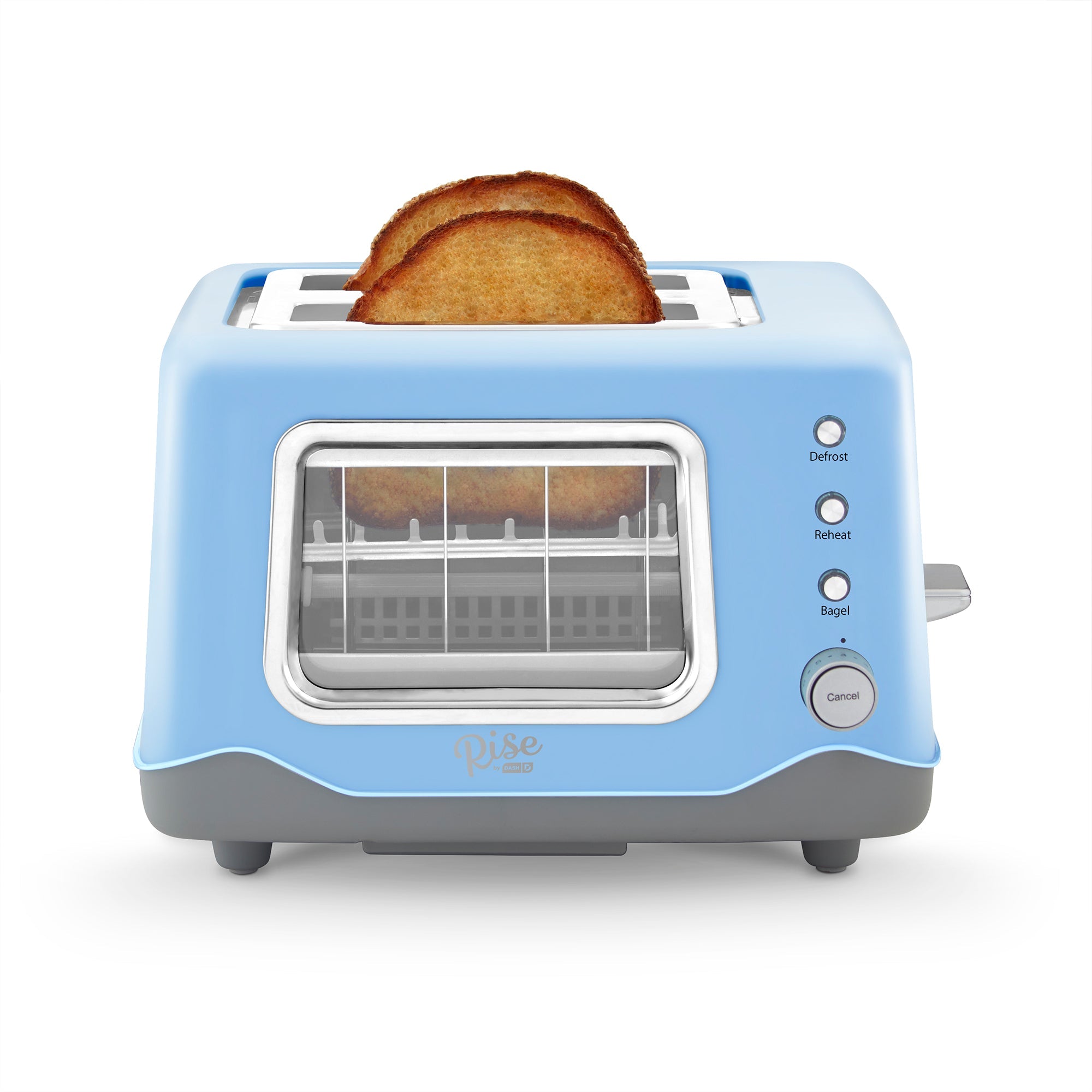 Rise by Dash Clear View 2-Slice Toaster - Blue Sky