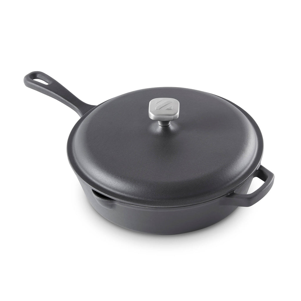 4.5 Qt. Nonstick Cast Iron Deep Skillet with Lid - Black