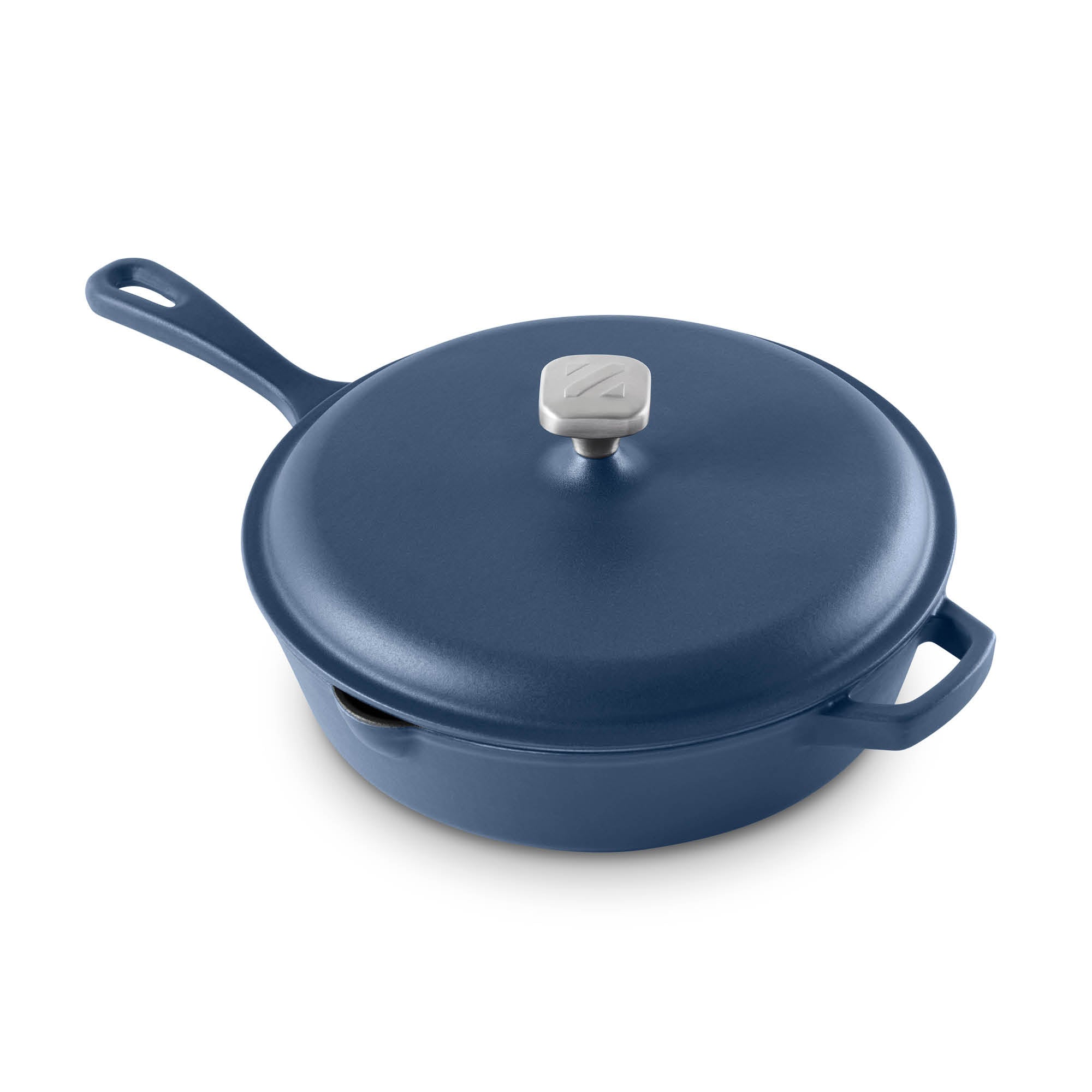 4.5 Qt. Nonstick Cast Iron Deep Skillet with Lid - Zakarian Blue