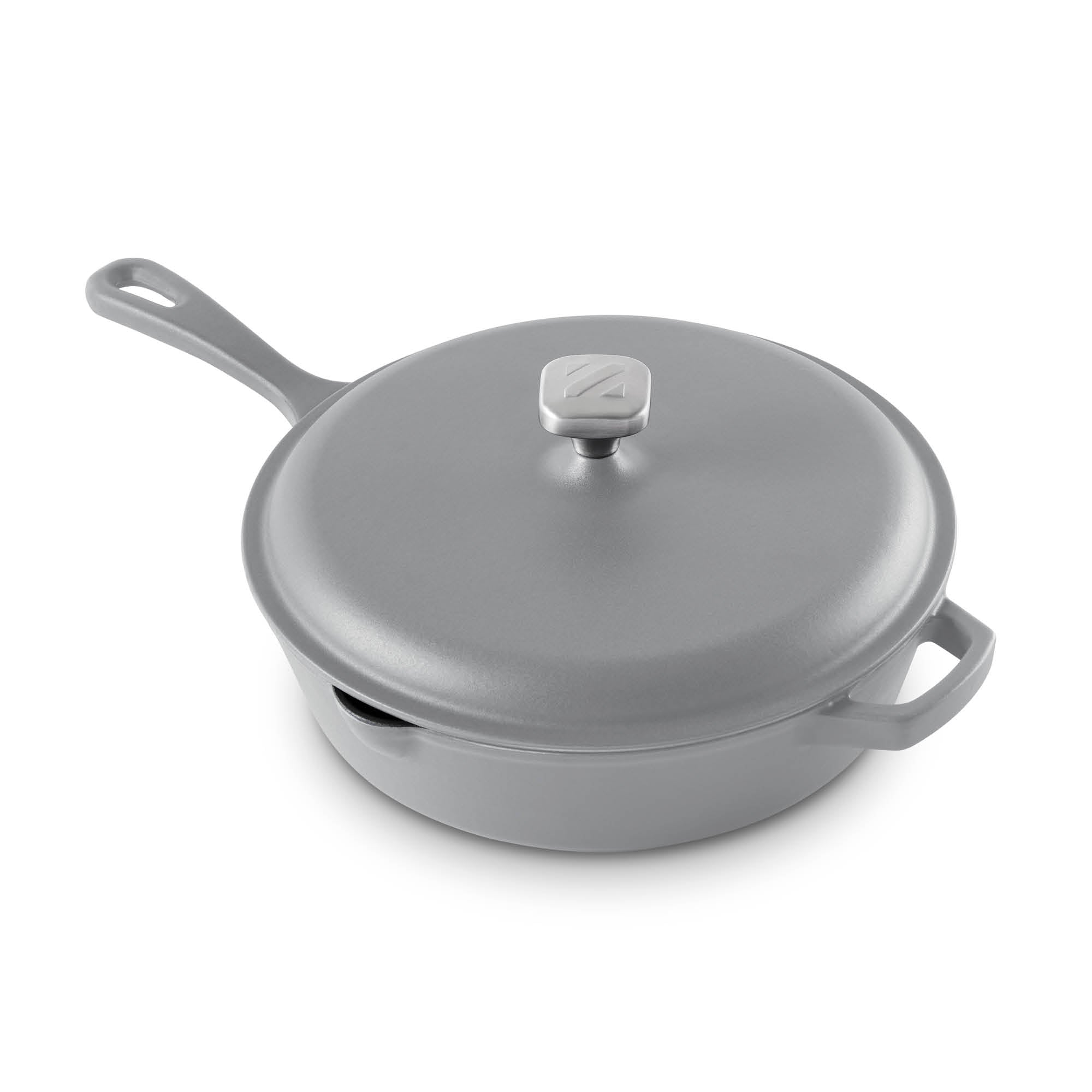 4.5 Qt. Nonstick Cast Iron Deep Skillet with Lid - Cool Grey